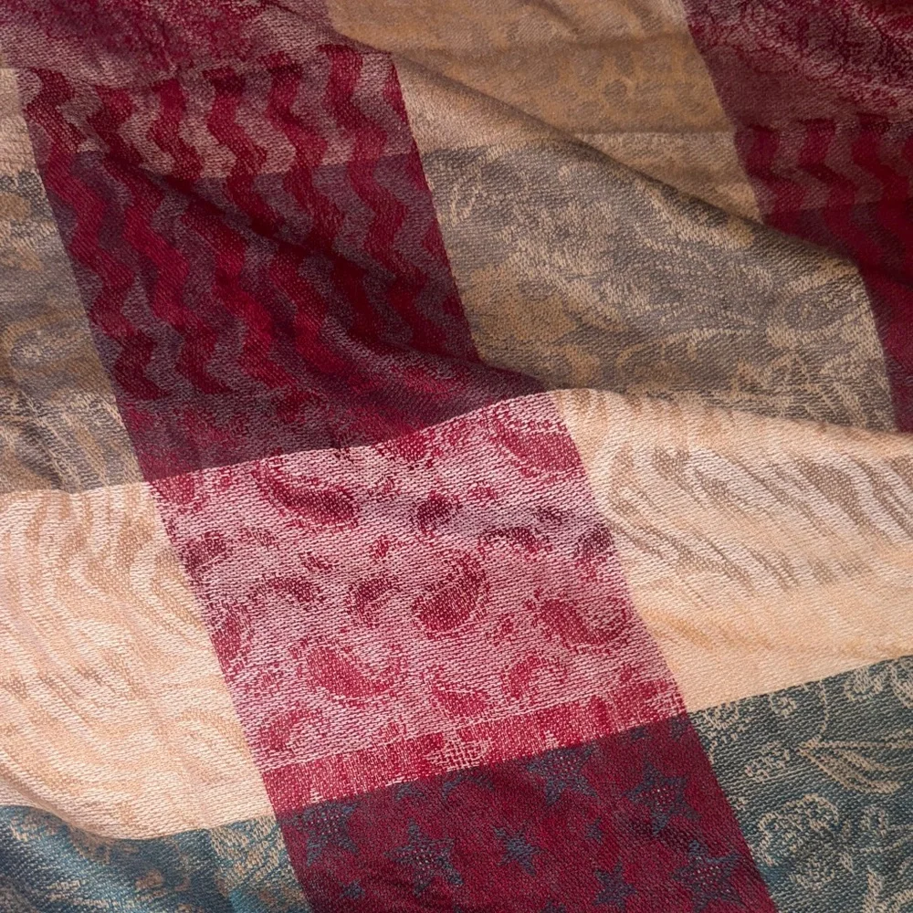 Pashmina Cashmere Multi-Pattern Checkered Scarf with Fringe